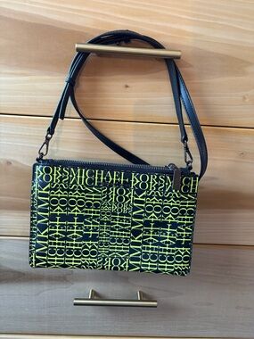 Michael Kors Neon Yellow and Black Logo Crossbody Bag